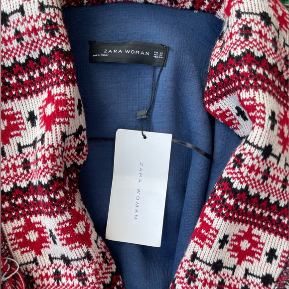 NWTZara Woman XS Tribal Print Navajo Jacquard Aztec Cardigan Sweater Coat Jacket - Picture 3 of 15